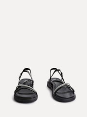 Linzi Black Spark Diamante Strappy Flat Sandals - Image 3 of 5