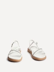Linzi Nude Spark Diamante Strappy Flat Sandals - Image 3 of 5
