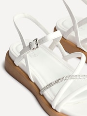 Linzi Nude Spark Diamante Strappy Flat Sandals - Image 5 of 5