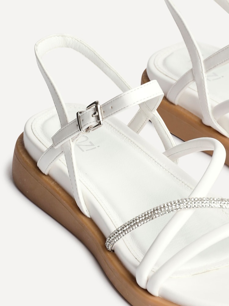Linzi Nude Spark Diamante Strappy Flat Sandals - Image 5 of 5