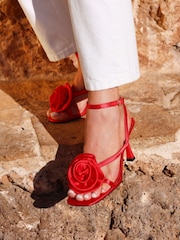Linzi Red Valentine Flower Strappy Heeled Sandals - Image 2 of 6