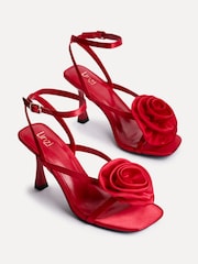Linzi Red Valentine Flower Strappy Heeled Sandals - Image 5 of 6