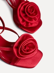 Linzi Red Valentine Flower Strappy Heeled Sandals - Image 6 of 6