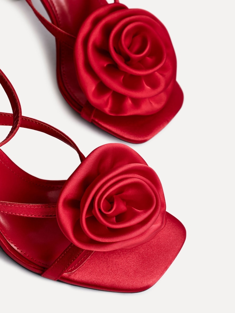 Linzi Red Valentine Flower Strappy Heeled Sandals - Image 6 of 6