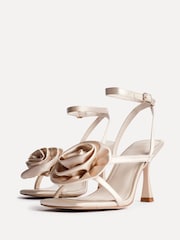 Linzi Cream Valentine Flower Strappy Heeled Sandals - Image 5 of 6
