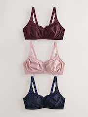 Navy/Berry/Pink Total Support Full Cup Lace Ultimate Comfort Bras 3 Pack - Image 1 of 11