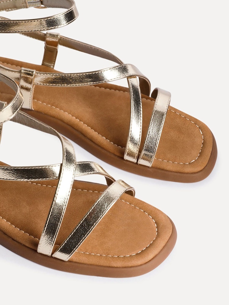 Linzi Gold Valor Strappy Gladiator Flat Sandals - Image 5 of 5