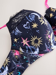 Navy Print Pad Plunge CoppaFeel X Next Bra - Image 4 of 4