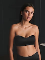 črna - Svetleč bandeau nedrček iz mikrovlaken brez kosti - Slika 1 iz 7