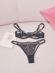 Black Non Pad Balcony Embroidered CoppaFeel! Bra - Image 5 of 10