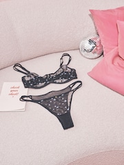 Black Non Pad Balcony Embroidered CoppaFeel! Bra - Image 6 of 10