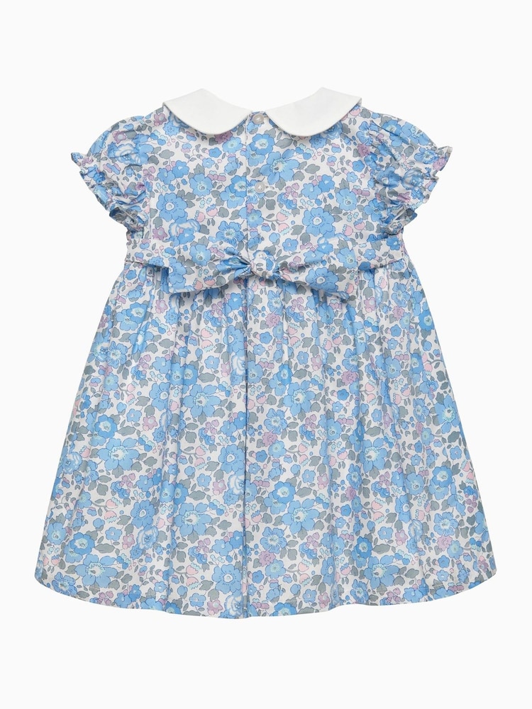 Trotters London Little Blue Liberty Print Betsy Smocked Dress - Image 2 of 3