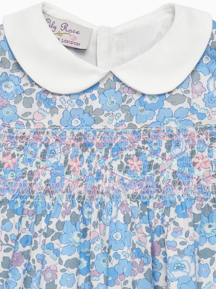 Trotters London Little Blue Liberty Print Betsy Smocked Dress - Image 3 of 3