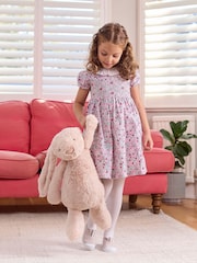Trotters London Pink Floral Catherine Smocked 100% Cotton Dress - Image 1 of 5