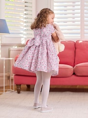 Trotters London Pink Floral Catherine Smocked 100% Cotton Dress - Image 2 of 5