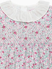 Trotters London Pink Floral Catherine Smocked 100% Cotton Dress - Image 5 of 5