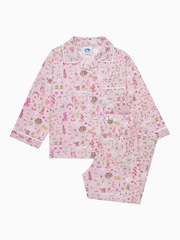Trotters London Liberty Print Pink Alice In Wonderland 100% Cotton Pyjamas - Image 1 of 4