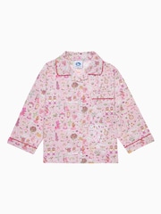 Trotters London Liberty Print Pink Alice In Wonderland 100% Cotton Pyjamas - Image 3 of 4