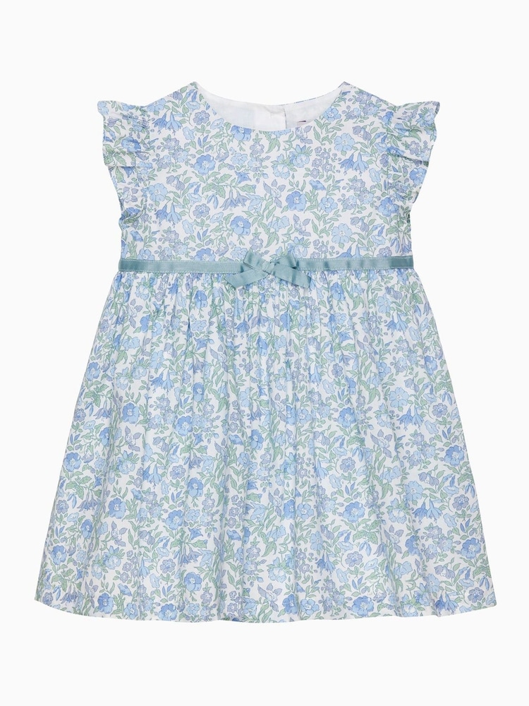 Trotters London Little Blue Liberty Print Bluebell 100% Cotton Dress - Image 1 of 3