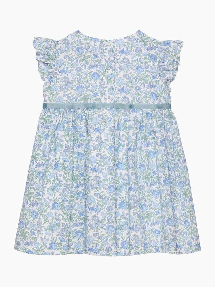 Trotters London Little Blue Liberty Print Bluebell 100% Cotton Dress - Image 2 of 3