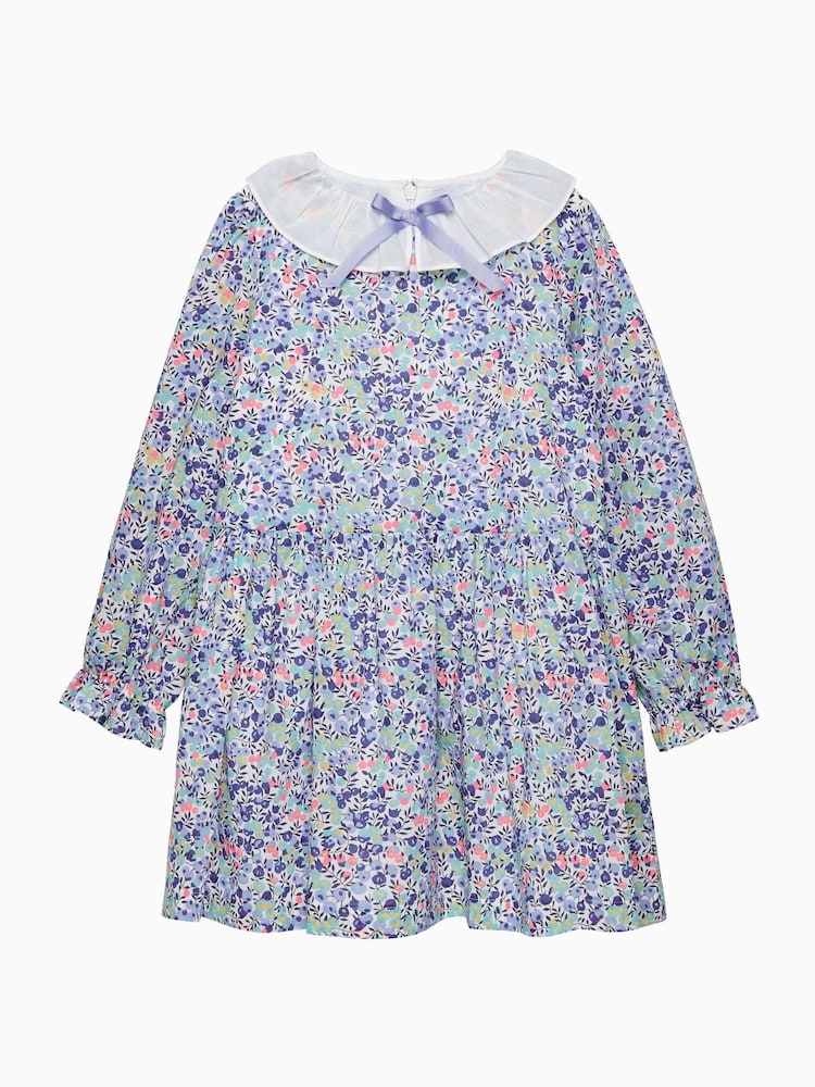 Trotters London Blue Liberty Print Neon Wiltshire 100% Cotton Dress - Image 2 of 4