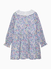 Trotters London Blue Liberty Print Neon Wiltshire 100% Cotton Dress - Image 3 of 4