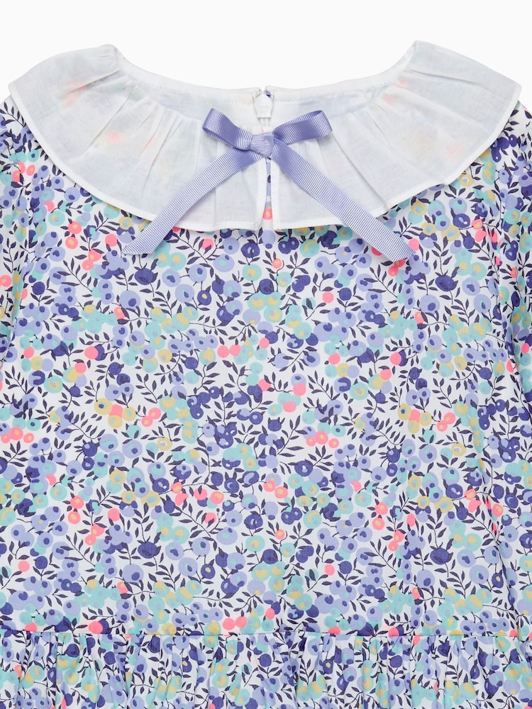 Trotters London Blue Liberty Print Neon Wiltshire 100% Cotton Dress - Image 4 of 4