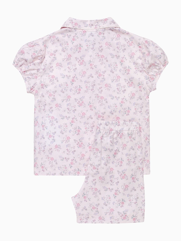 Trotters London Pink Bunny Woven Short 100% Cotton Pyjama Set - Image 2 of 4