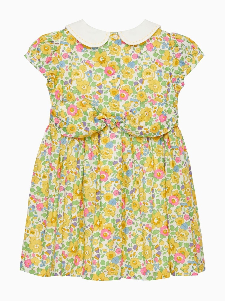 Trotters London Little Yellow Liberty Print Yellow Betsy 100% Cotton Dress - Image 1 of 2