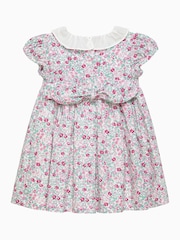 Trotters London Little Pink Floral Catherine Smocked 100% Cotton Dress - Image 2 of 3