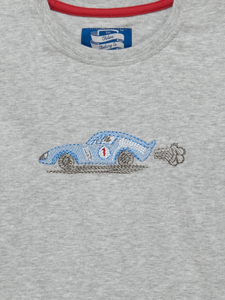 Trotters London Grey Marl Sebastian Car 100% Cotton T-Shirt - Image 3 of 3