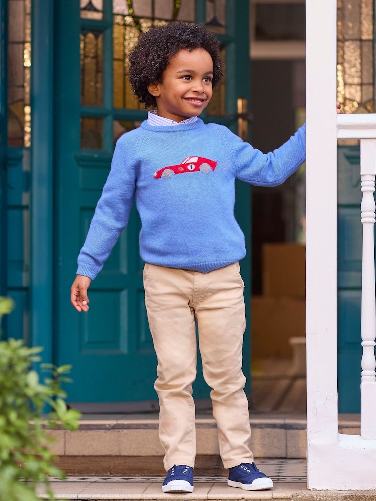 Trotters London Sky Blue Sebastian Car Jumper - Image 1 of 6