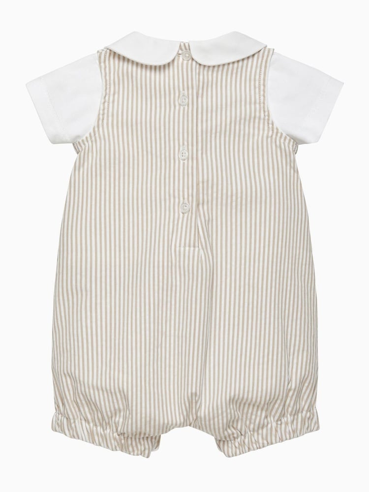 Trotters London Newborn Natural Oatmeal Augustus And Friends Romper - Imagen 2 de 3