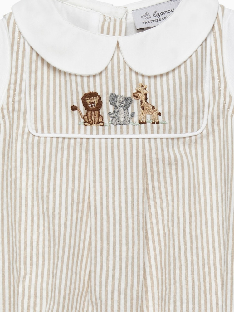 Trotters London Newborn Natural Oatmeal Augustus And Friends Romper - Imagen 3 de 3