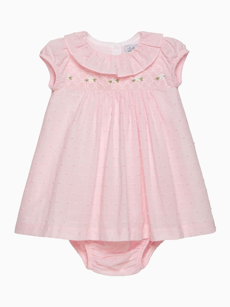 Розовый - Trotters London Newborn Strawberries 100% Cotton My First Smocked Dress - Изображение 1 из 3