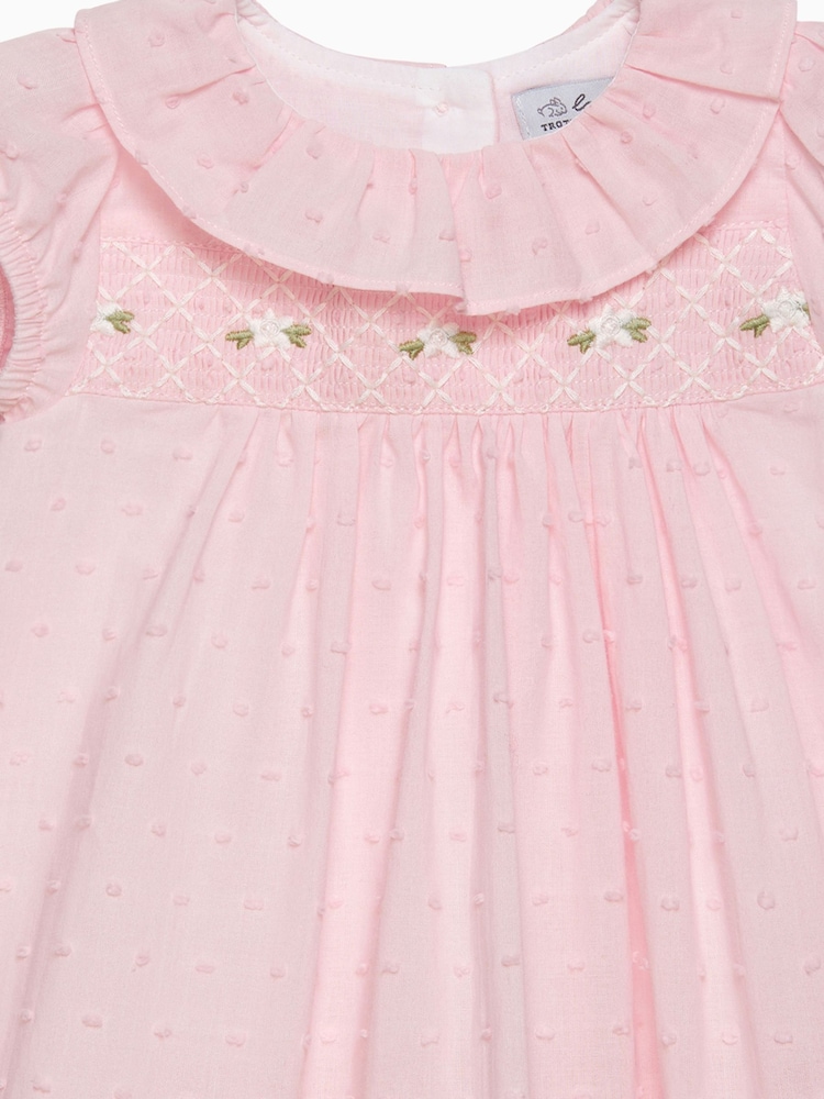 Розовый - Trotters London Newborn Strawberries 100% Cotton My First Smocked Dress - Изображение 3 из 3
