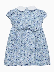 Trotters London Little Blue Floral Catherine Smocked 100% Cotton Dress - Image 2 of 3