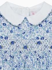 Trotters London Little Blue Floral Catherine Smocked 100% Cotton Dress - Image 3 of 3