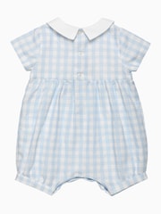 Trotters London Newborn Blue Gingham Farmyard Romper - Image 2 of 3