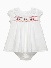 Белый - Trotters London Newborn Strawberries 100% Cotton My First Smocked Dress - Изображение 1 из 3