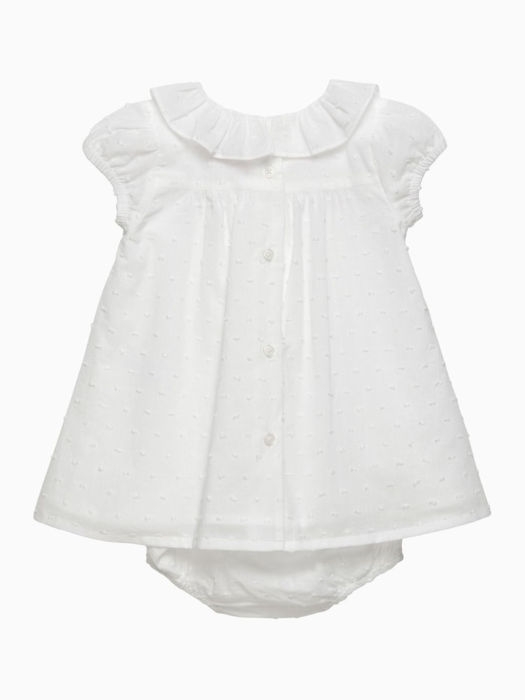 Белый - Trotters London Newborn Strawberries 100% Cotton My First Smocked Dress - Изображение 2 из 3