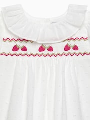 Белый - Trotters London Newborn Strawberries 100% Cotton My First Smocked Dress - Изображение 3 из 3
