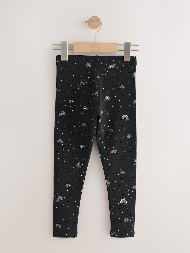 Black and White Rainbow Printed Leggings (3-16yrs) - Image 2 of 4