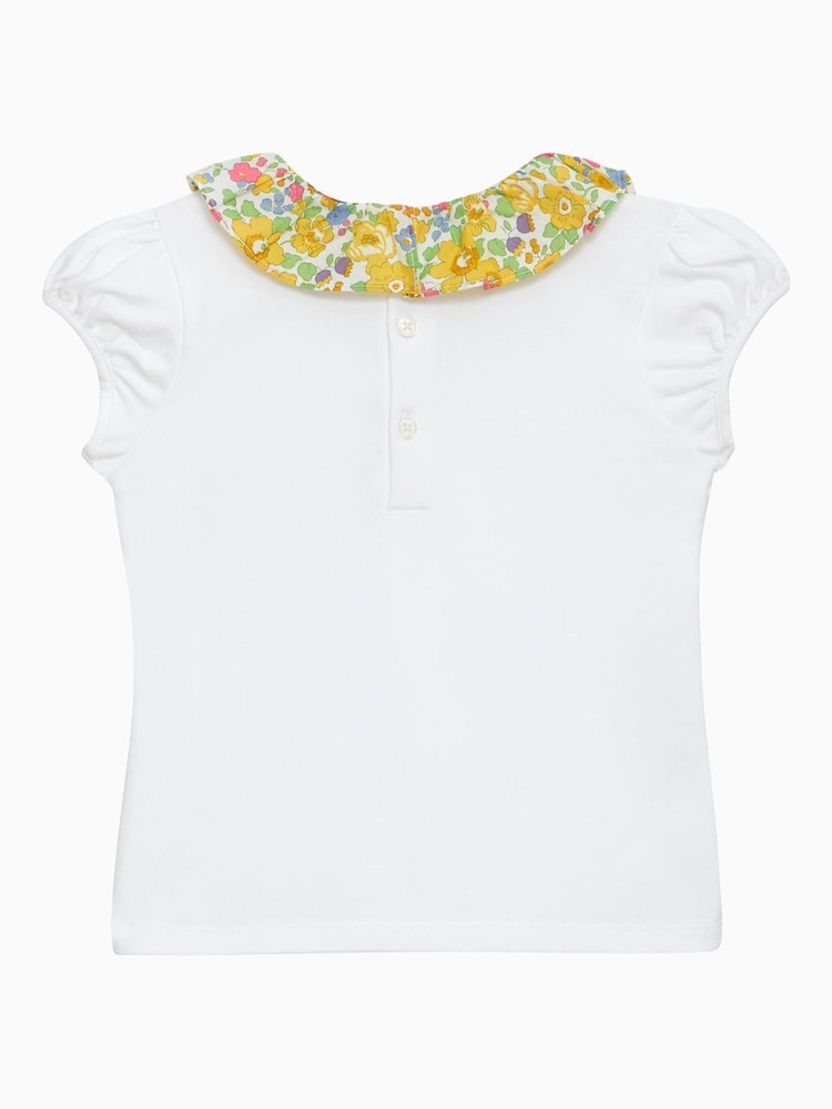 Trotters London Liberty Yellow Print Betsy Collar Jersey Top - Image 2 of 3