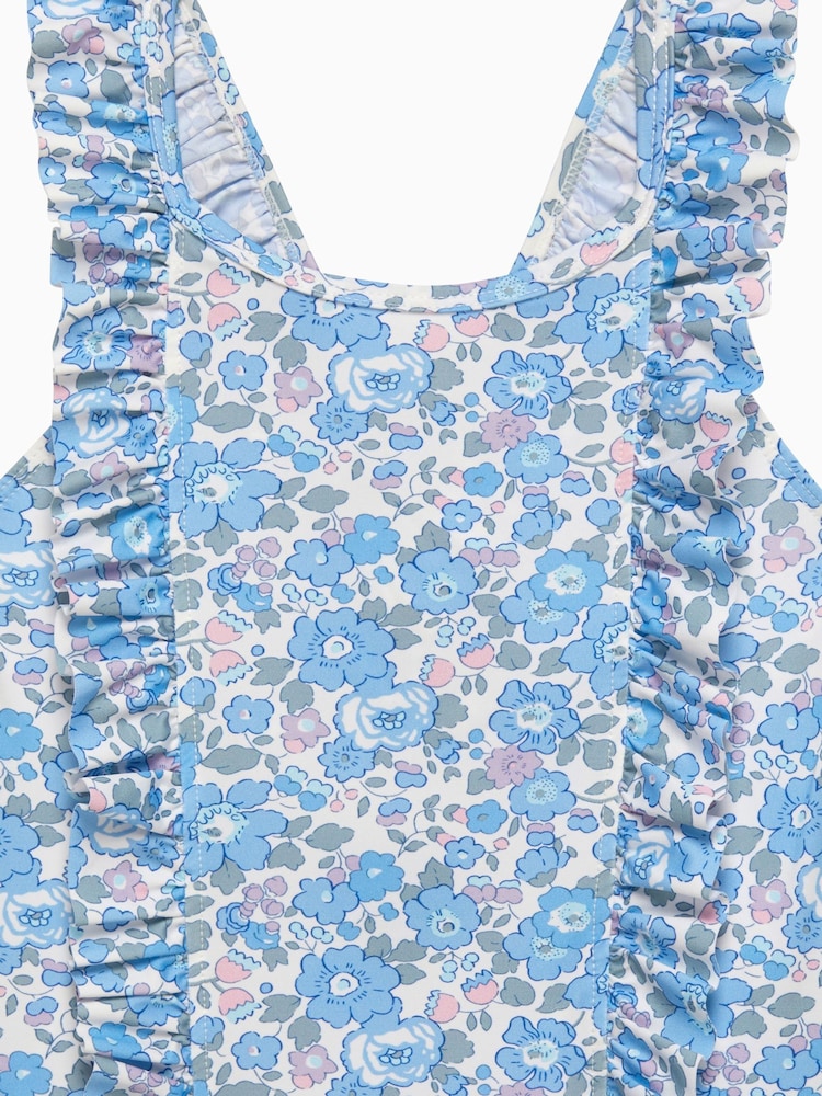 Trotters London Blue Liberty Print Betsy Frill Swimsuit - Image 3 of 3