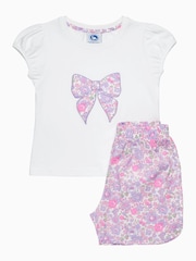 Trotters London Purple Liberty Print Betsy Bow Jersey Pyjamas - صورة 1 من 4