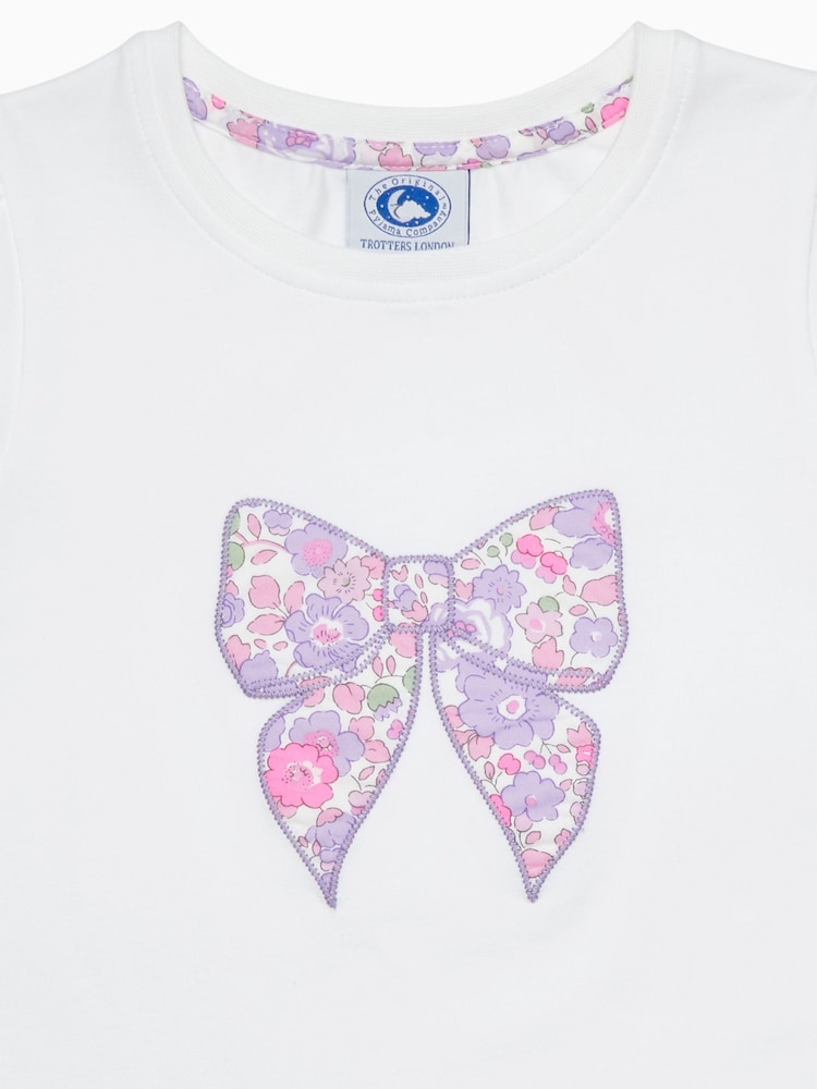 Trotters London Purple Liberty Print Betsy Bow Jersey Pyjamas - صورة 4 من 4