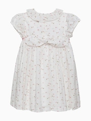 Trotters London Floral Bee Smocked 100% Cotton White Dress - Image 2 of 3