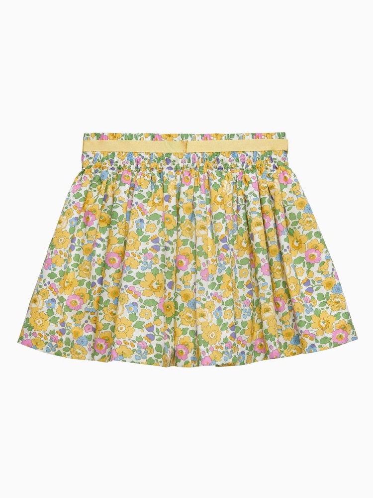 Trotters London Yellow Liberty Print Betsy Ribbon Skirt - Image 2 of 3