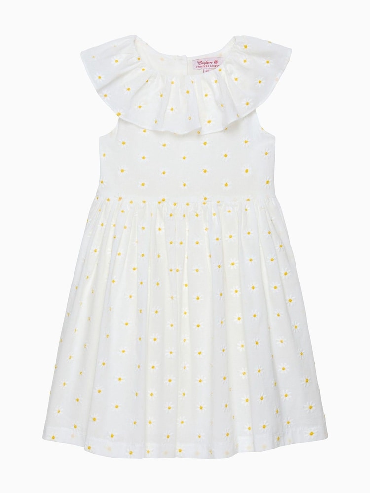 Trotters London 100% Cotton Daisy Wide Willow White Dress - Image 1 of 3